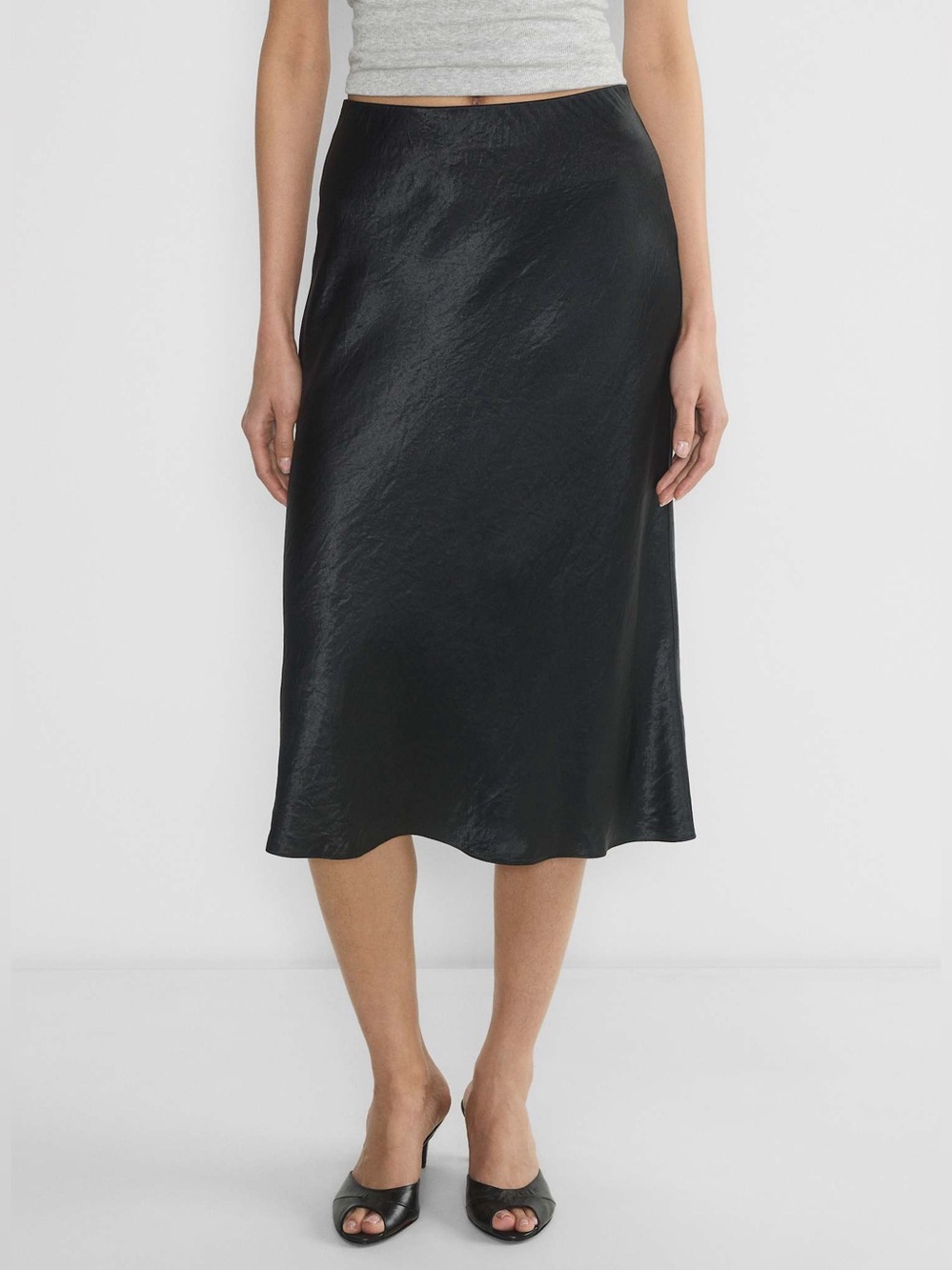 Babaton High Rise Slip Satin Midi Skirt Size 6 Minimalist Clean Girl Corporate